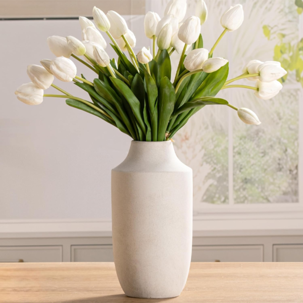 Ceramic Vase, 12.5-inch Tall Off-White Vase, Suitable for Home Decor