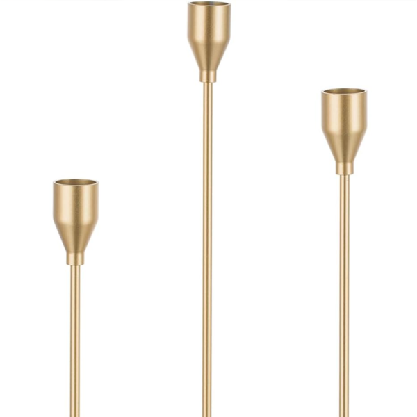 Gold Taper Candle Holders: Tall Candle Holders, Set of 3 Candle Holder Stands, for Dining Table Centerpieces, Wedding Decor