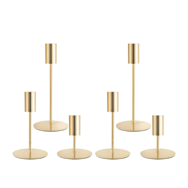 Gold Taper Candle Holders, Set of 6 Taper Candle Holders, Modern Decorative Candle Holders, for Wedding Centerpieces