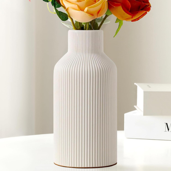 White Ceramic Vase, Simple Decor, Modern Home Decor Vase, Suitable for Kitchen, Bedroom (8 inches)