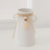 6-inch Ceramic Vase | Jute Rope and Heart Pendant Vase, Suitable for Home Decor - White